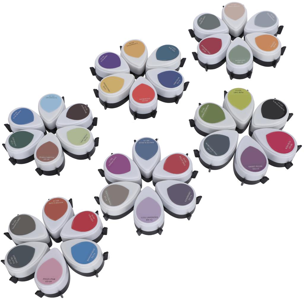 36Pcs Ink Pads Set Drop Shape DIY Portable Colorful Art Painting Stamp Accessories