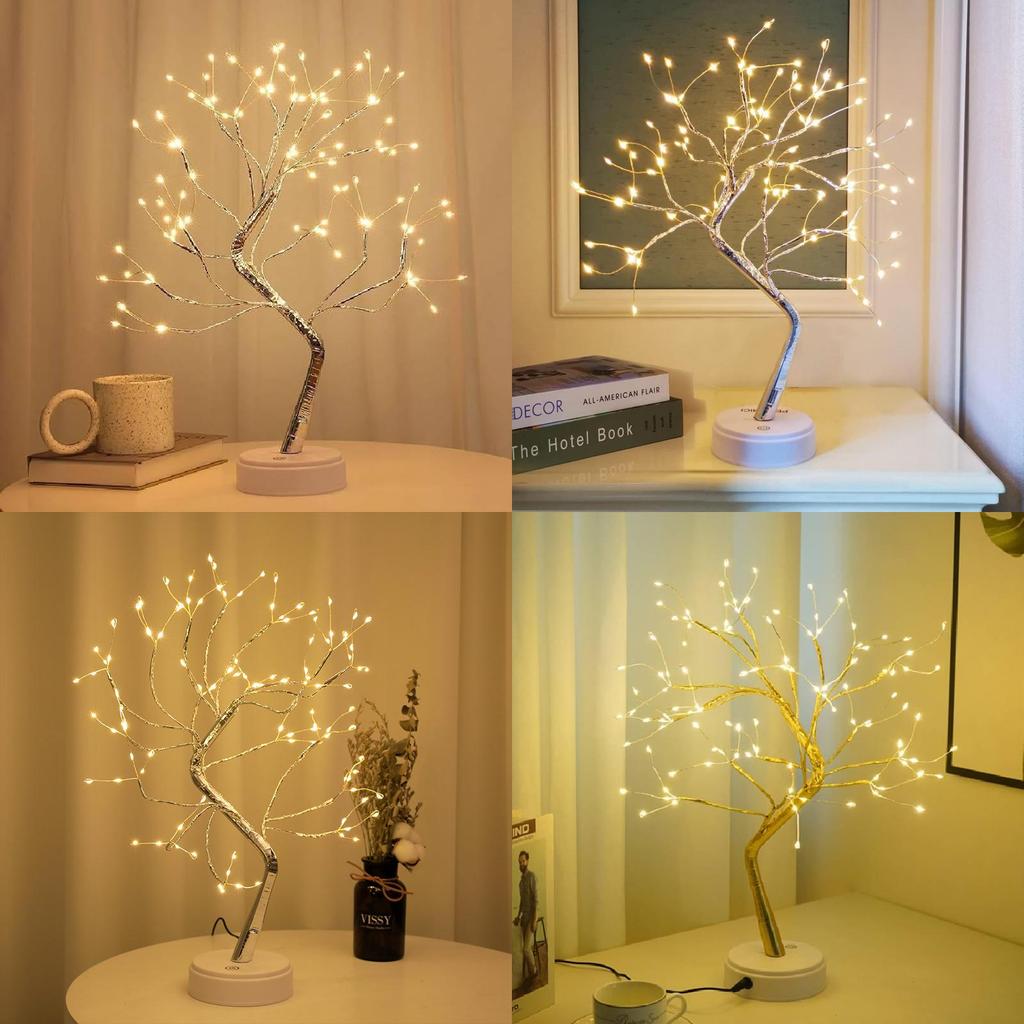 Tree Shape Led Desk Lamp With Touch Control For Holiday Decoration And Night Lighting