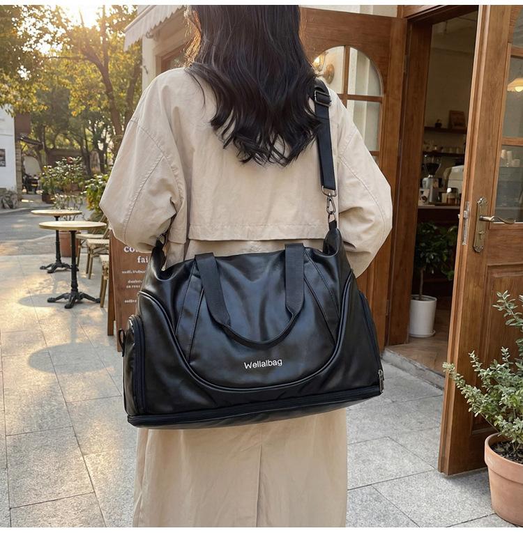 Large-Capacity Travel Bag Women Dry-Wet Separati Outdoor Yoga Fitness Bag Lightweight Short-Trip Expandable Luggage Bag