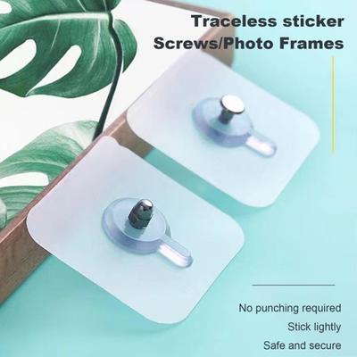 10Pcs Screw Patch Self-adhesive Wall Hook Strong Load-bearing Photo Frame Sticker Hooks for Home Room