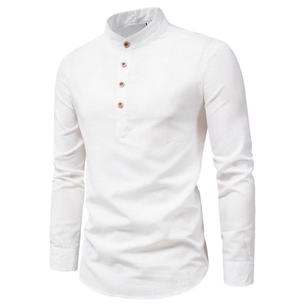 

100%Polyester fiber Long Sleeve Shirt for Men Business Casual 2026 Spring M белый