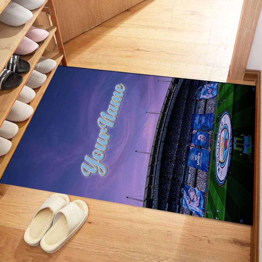 Manchester City Personalized Name Carpet Suitable for Decorate room Playrooms Kitchen Study room Anti-slip Rug Decorate Offices