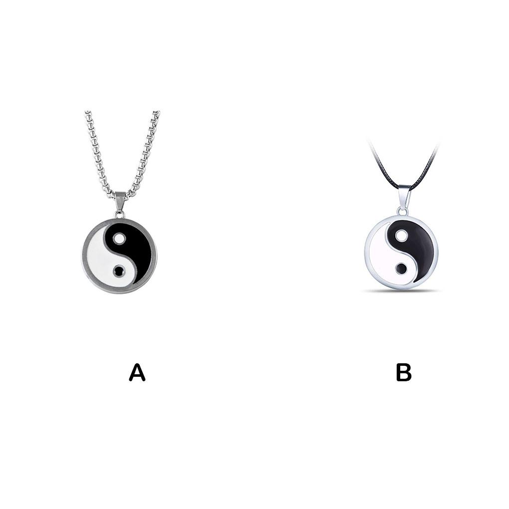 Necklace Compass Titanium Steel Tai Chi Amulet Engraved Link Present Steels Pendant Wide Row Jewelry Stainless Circle Cool