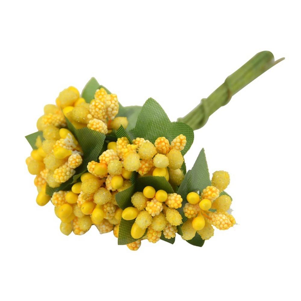 

12Pcs/lot New Silk Flower Artificial Flowers 10 Colors Handmade Flowers Stamen DIY Wreath Needlework Gift жёлтый