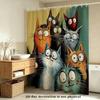 2D Flat, 2D Flat, 2D Flat Shower Curtain 1pc Multicolor Cat Pattern Curtain Fabric, Fun Cartoon Animal Illustrations, Vibrant Fe