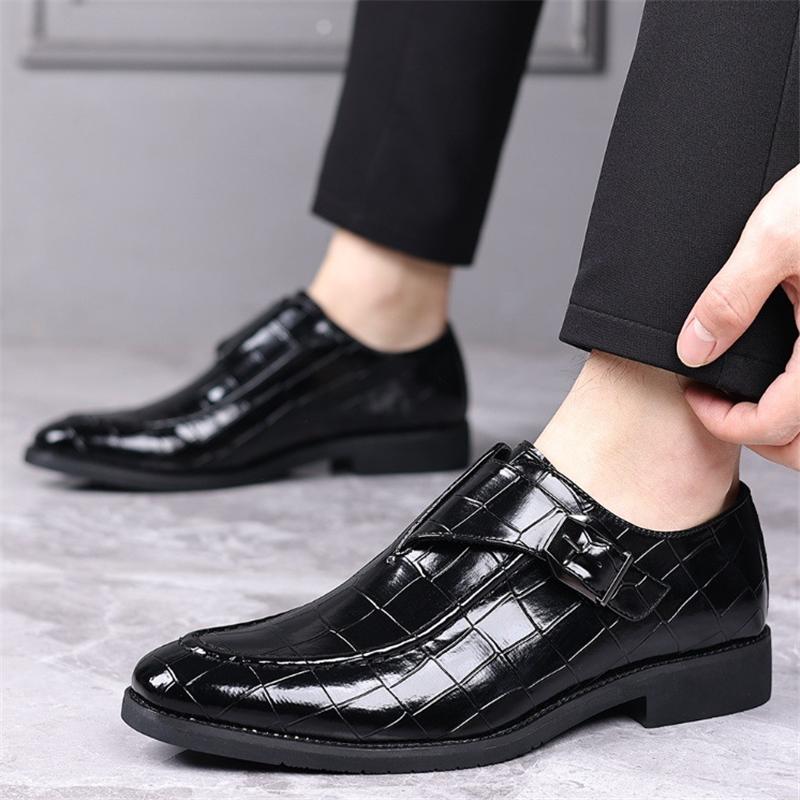 

Новые лоферы с ремешком-монахом для мужчин, красные, зеленые, с острым носком, с крокодиловым узором, дизайнерская формальная обувь для свадебного платья, для выпускного вечера 38 чёрный
