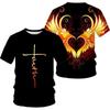 Angel Wings Cross 3D Printed T-Shirts Fashion Cool and Fun Round Neck Short Sleeve Men's T-shirts