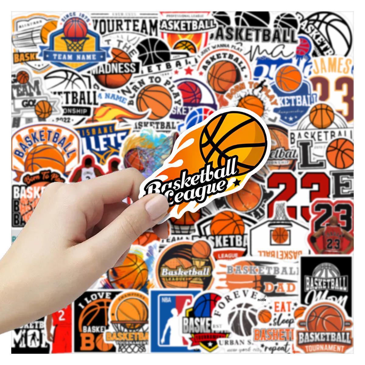 50 Waterproof Basketball Cartoon Graffiti Stickers for Notebooks, Suitcases, Scooters, Guitars, and Water Bottles