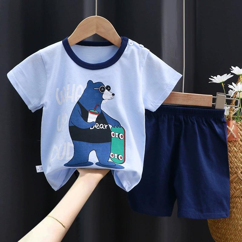 Children's Cotton T-shirt Set - Summer Boys' Casual Short-sleeved Shorts 2-piece Set