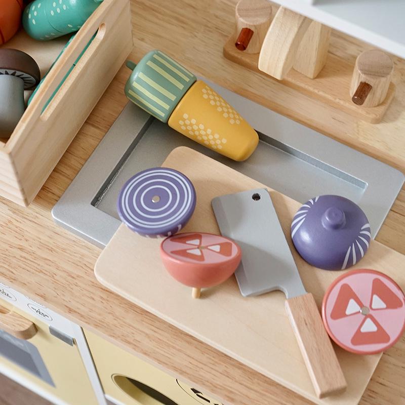 2024 Wooden Fruit & Veggie Cut-Cut Playset - Mini Kitchen Role-Playing Toy