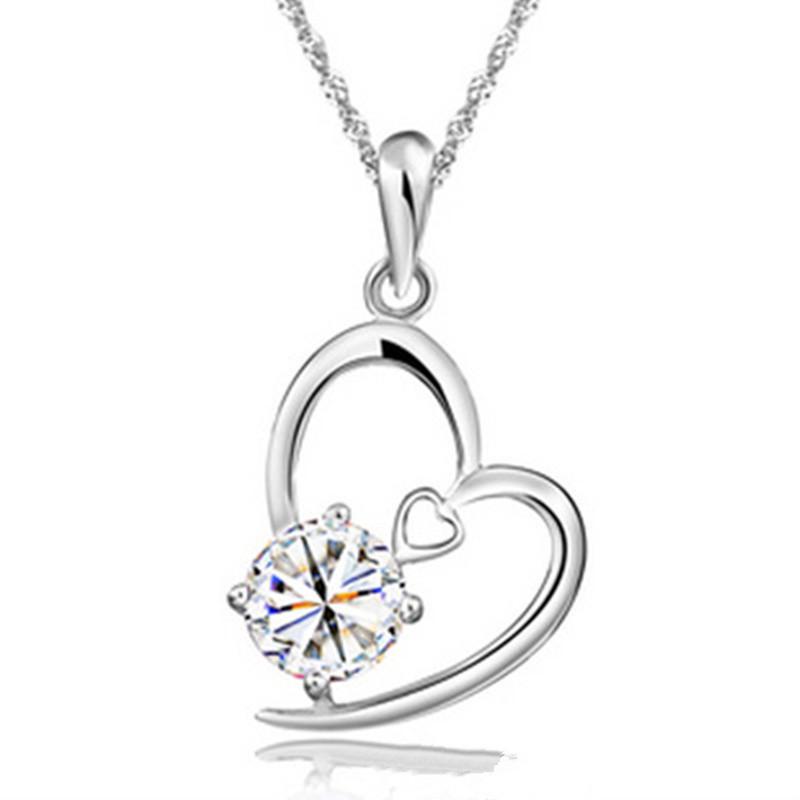 Heart Necklace with Amethyst Pendant - Korean Style Gift for Women