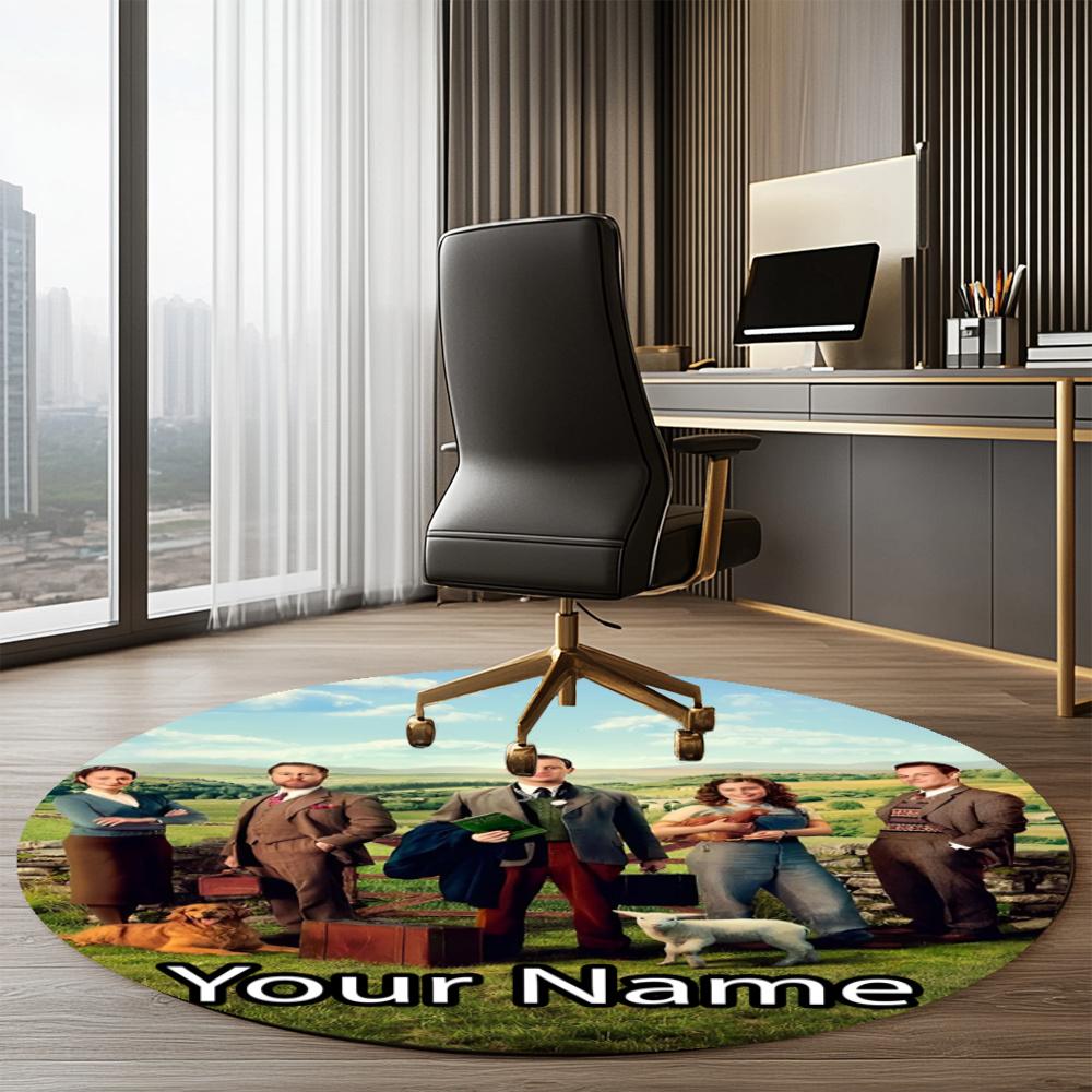 Custom Name All Creatures Great and Small Printed Round Rug Carpet Chair Rug Area Rug Entryway Doormats,for Office Chair Living Room Bedroom Kitchen R