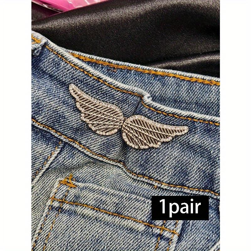 1 Pair Of Waist Shaper Wing Buckles With Detachable No-Nail No-Sew Buckle For Jeans - Detachable Waistband Reducer
