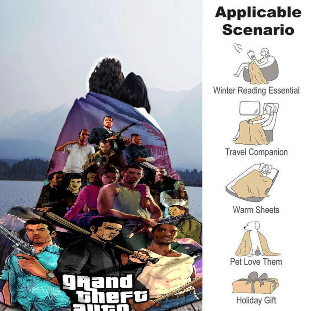 1pc Grand Theft Auto Soft Flannel Blanket with Designer Print A cozy blanket for all seasons, perfect for the couch, bed, office