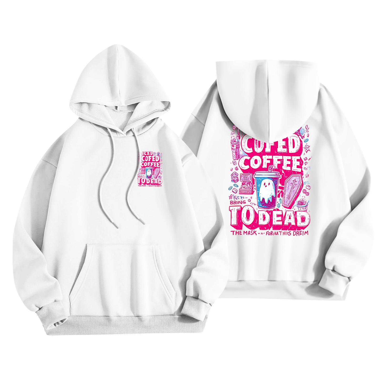 

Детская повседневная модная толстовка с капюшоном и длинными рукавами с принтом на Хэллоуин 150 белый