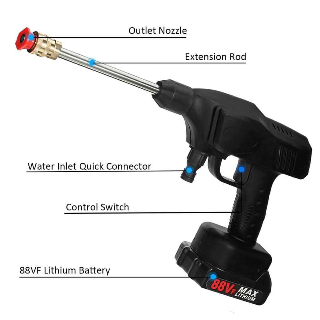 AC 100-240V  1200W High Pressure Cordless Car Washer Spray Water Guns With 2PCS 15000mAh Battery Cleaner Machine For 18V Battery