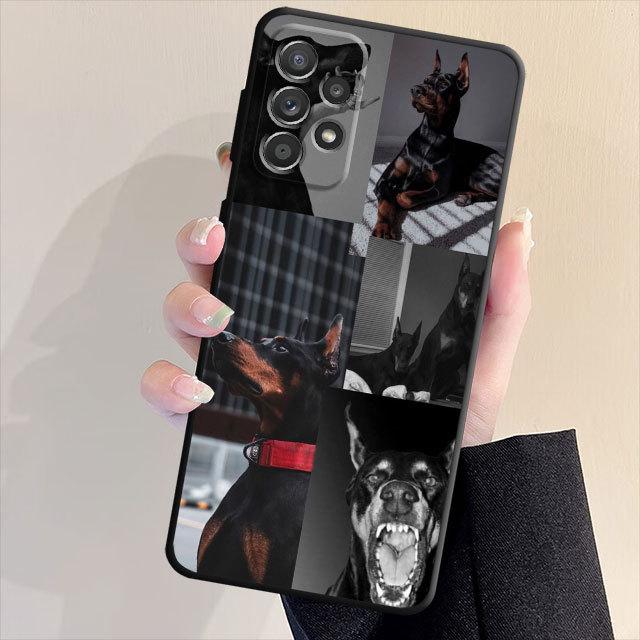 Tpu Soft Phone Case For Samsung Galaxy A71 A31 A51 A22 A52 A23 A21s A72 A32 A33 A53 A13 A42 A41 Animal Doberman Dog Cover Bag
