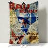 Music B-Bad B-Bunny Throw Soft Warm Flannel Throw Blanket, Multi-use for Sofa Bed Office Nap
