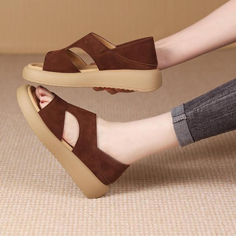 Summer New Soft-soled Two-wear Roman Sandals 2025 Thick-soled Large-size Casual Leopard Print Beach Sandals Women