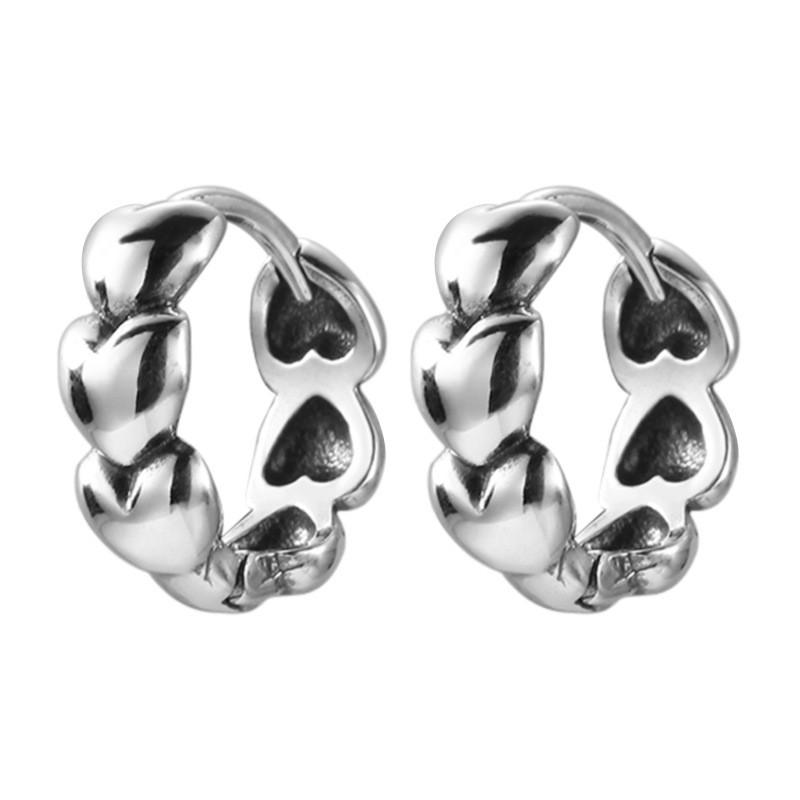 Sterling Heart Stud Earrings Minimalist Chic Geometric Jewelry Women Daily Wear 925 Sterling Silver
