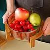 Bamboo Wood Base Glass Fruit & Snack Plate