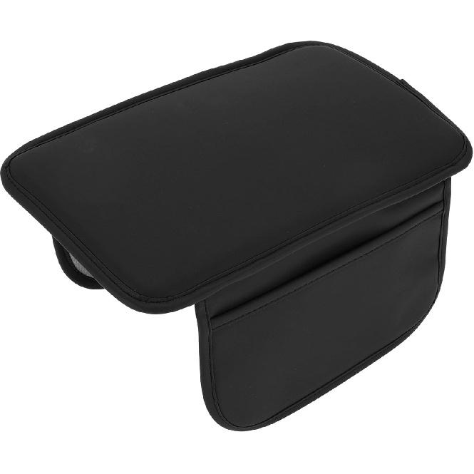 Center Console Cushion Pad with Storage Pockets 12.2"x7.87" Center Console Cover Thin Armrest Seat Box Cover Faux Leather Black