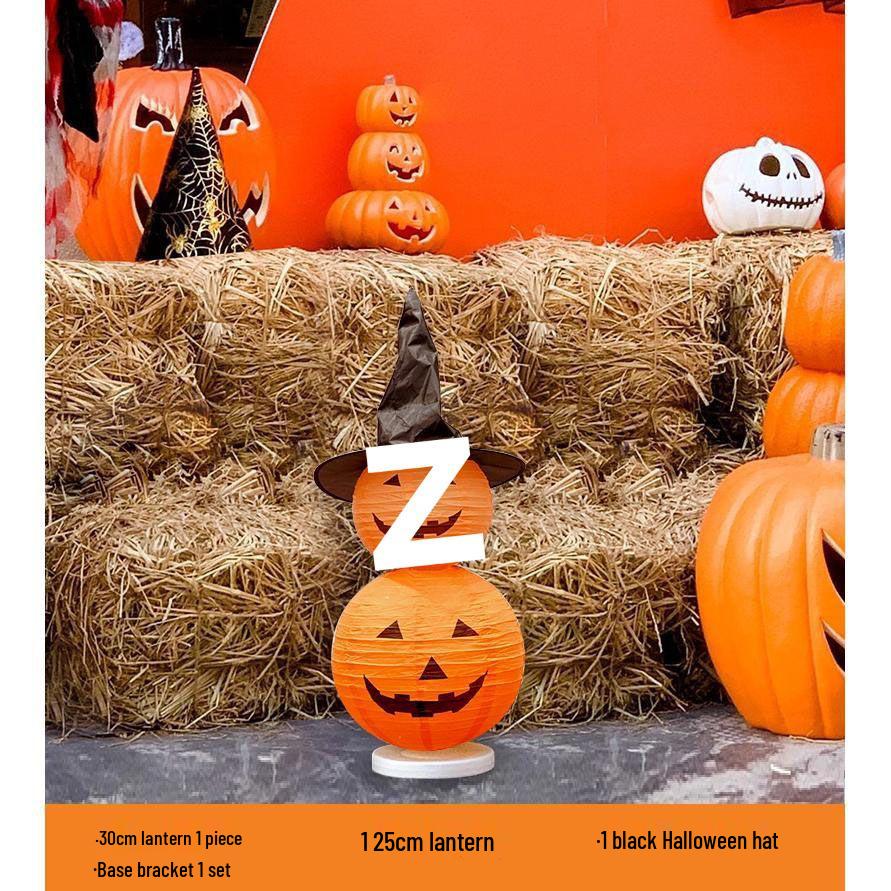 Luminous DIY Halloween Pumpkin Lantern Decoration for Kindergarten Window Display.