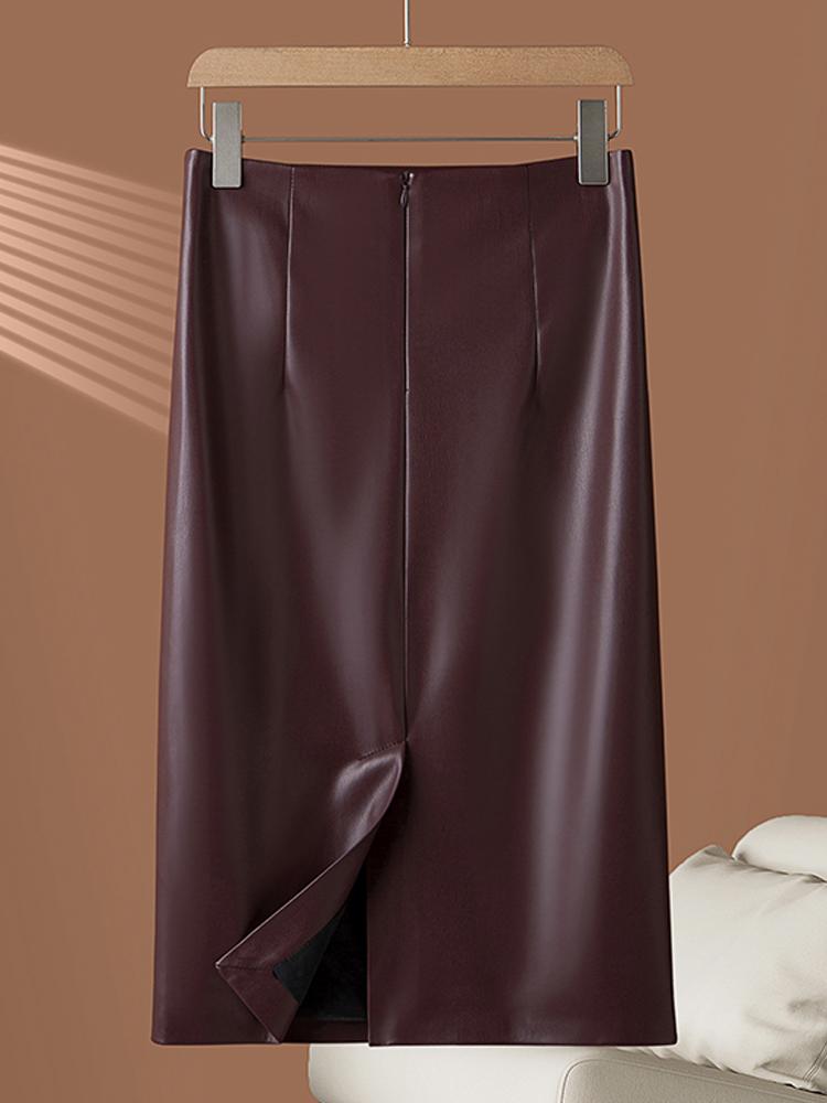 2026 Autumn/Winter Women's High Waist Genuine Lambskin Leather Skirt - Slimming, Hip-Hugging, and Sexy.