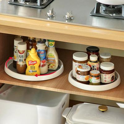Condiment Storage Rack Kitchen Storage Tray Round Shelf Pantry Cabinet Turntable 1 Tier Spice Rack Rotating Organizer