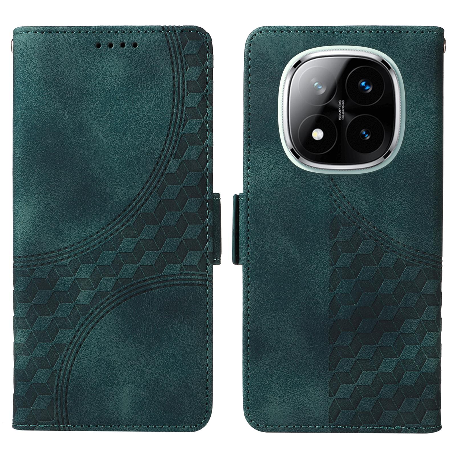 

For Xiaomi Redmi Note 14 Pro+ 5G/Note 14 Pro 5G/Poco X7 5G Case PU Leather Phone Cover Rhombus Starry Imprinted Green