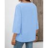 2026 Spring/Summer Bohemian Style Women's Linen Lace Trim V-Neck Three-Quarter Sleeve Casual Blouse