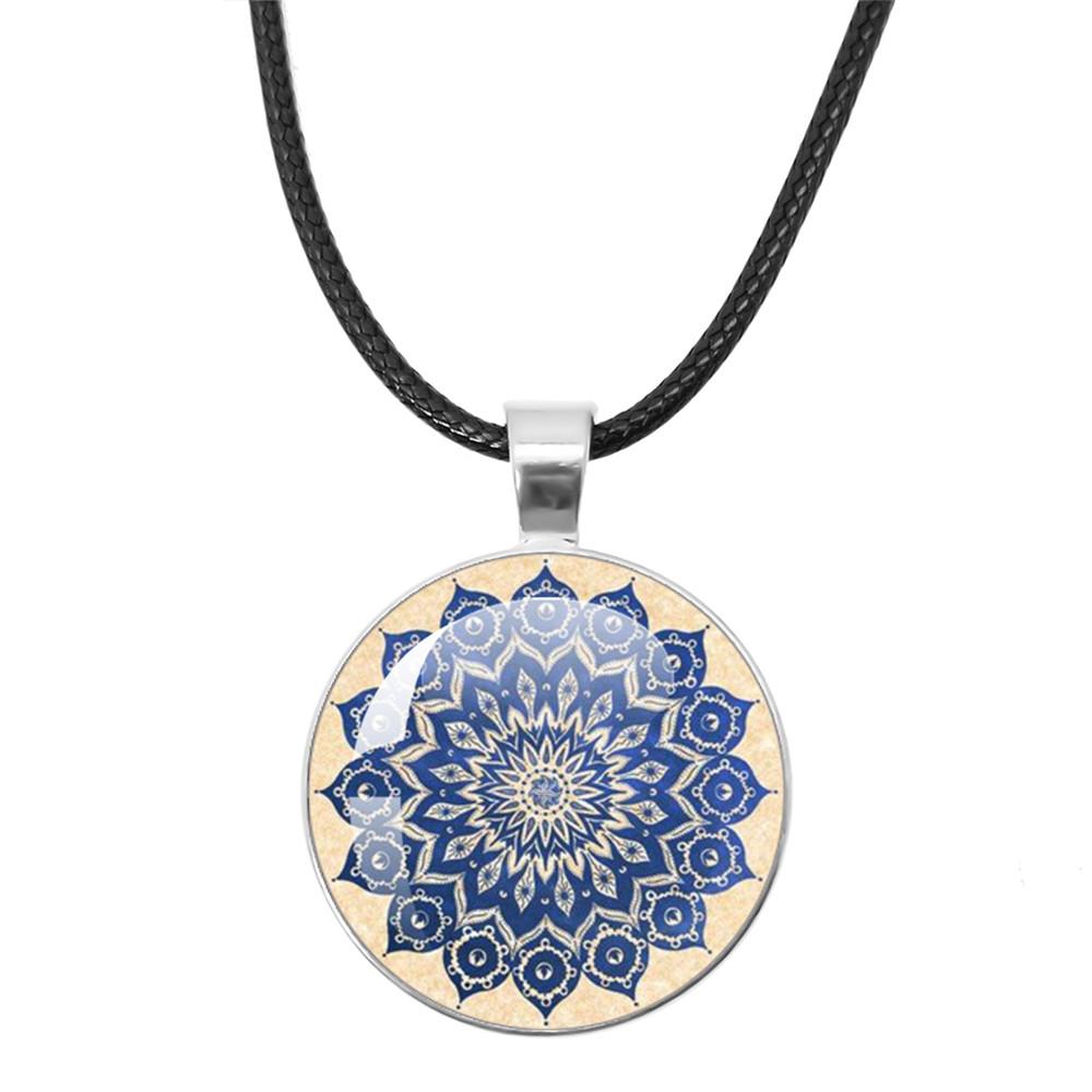 Beautiful Mandala Tree of Life Rope Chain Glass Pendant Necklaces for Women Yoga Mandala Necklaces Gift Charm Women Jewelry
