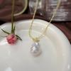 Angel baby design, big baroque necklace, natural pearl, special-shaped versatile necklace, retro sweater chain.