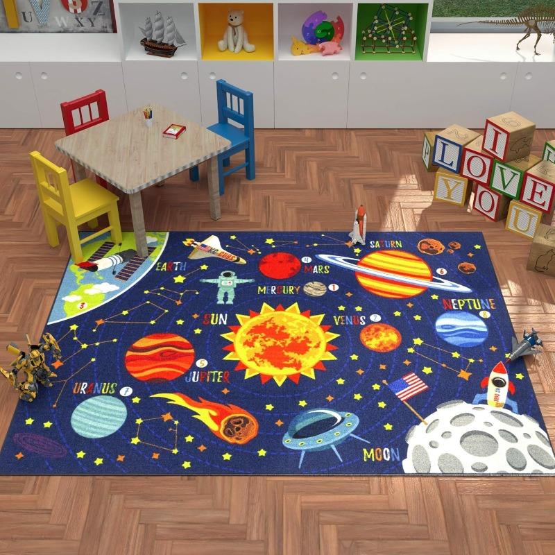 Children's Educational Interactive Crawling Carpet Letters Number Learning Mat Modern Home Decor Anti-Slip Rugs for Living Room
