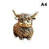 Vintage Lucky Fengshui Highland Cow Figurine Mini Solid Brass Bull Statue for Home Office Desk Decor Animal Collection Gift
