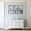 Large 3-Piece Metal Wall Art: Birds On Branches for Indoor/Outdoor Decor
