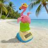 Cute Flamingo Solar Car Ornament Plastic Dashboard Decor with Automatic Swing Hawaiian Grass Skirt Design Car Desk Seaside Decoration Novelty Gift