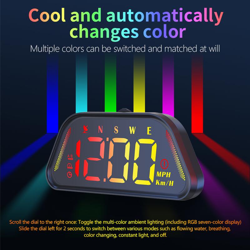 G23 GPS HUD Speedometer Color Backlight Car Head Up Display MPH KMH Time Gauge Compass Time With Overspeed Alarm Car Accessories