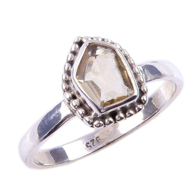Natural Citrine Gemstone Handmade 925 Solid Sterling Silver Ring Size 8 e3k33