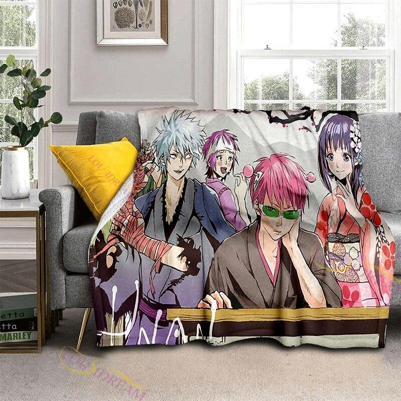 Anime Kusuo Saiki Peeker Customized Blanket Plush Flannel Decoration Bed Home Throw Sofa Blankets Unisex Children Boys Gifts