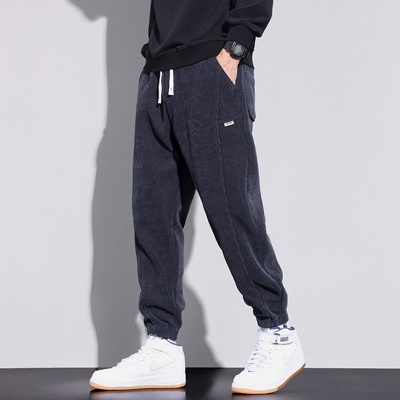 Herren 2025 Winter Fleece-gefütterte Cord-Sweathose: Dicke lässige Baumwollhosen für Herbst & Winter