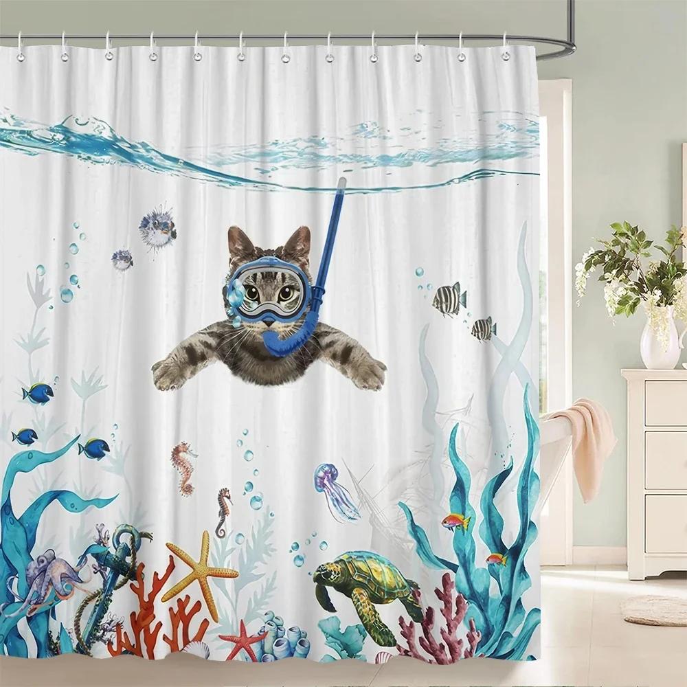 Unterwasserwelt Fisch Schildkröte 3D Duschvorhänge Ozean Delfin Meereslandschaft Stoff Wasserdicht Badvorhang Badezimmerdeko Sichtschutz