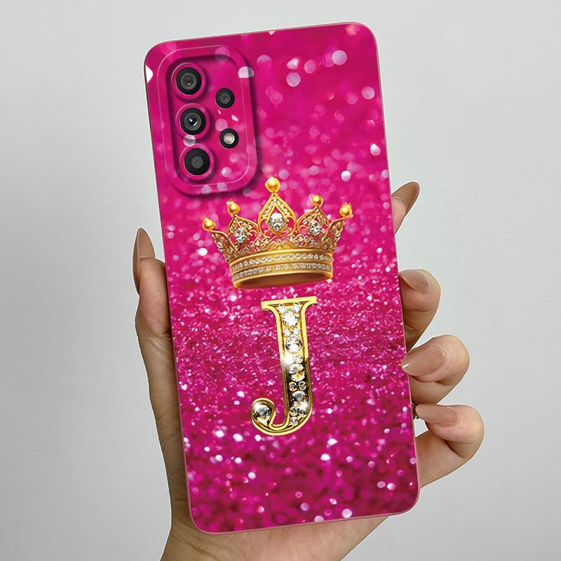 Phone Case for Samsung Galaxy A72 A52 A52S 4G 5G Liquid Silicone Soft Shockproof Lens Protective Cover Luxury Crown Letter Cases