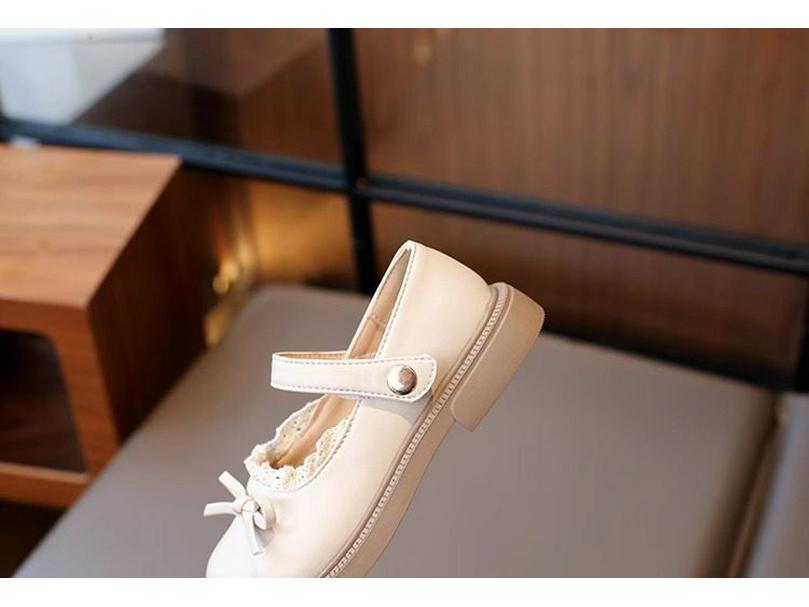 Girls' Lace Trim Bow Leather Mary Jane Shoes - Soft Sole Stylish Princess Shoes for Spring/Autumn 2025