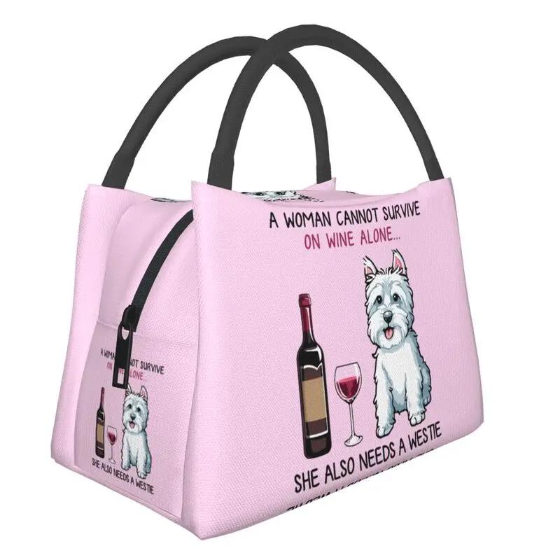 Drăguț West Highland White Terrier câine izolat prânz pungi pentru femei portabile Westie Puppy Cooler termic prânz cutie Picnic de lucru
