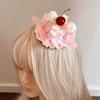Bow Decor Mini Hat Lace Trim Lolita Headdress Elegant Bow Hairpin  For Women
