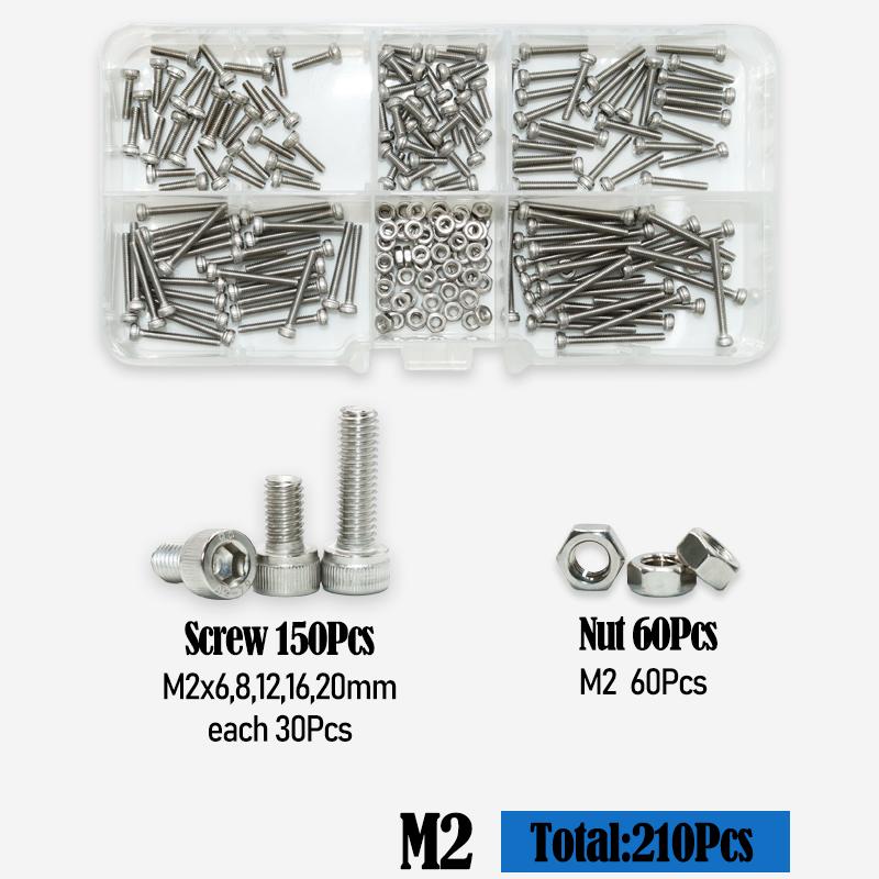 

Комплект гаек для винтов с шестигранной головкой и шестигранным углублением под ключ M2 M3 M4 M5 M6 M8 Коррозионностойкие прочные болты с шестигранной головкой из нержавеющей стали