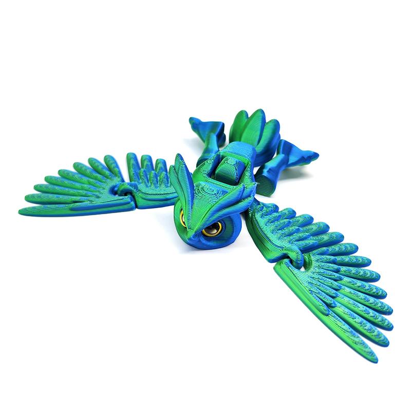 3D Printed Flying Owl Toy:Lifelike Desk Decor with Movable Wings for Realistic Soaring - Educational Gift