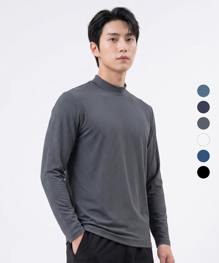 2ELA Men'S Iceway Cooling Mock Turtleneck Long Sleeve T-Shirt 6 Colors (Type A)