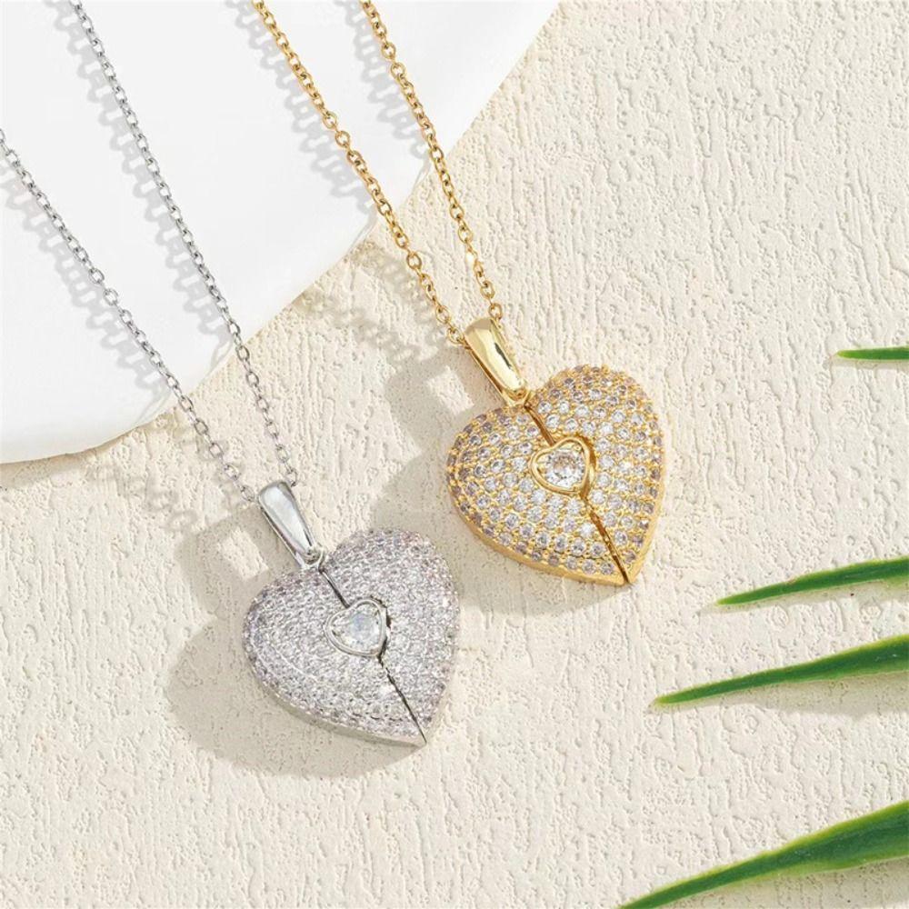 Heart Heart-shaped Necklace Titanium Steel Couple Love Locket Opening Heart Pendant  Summer Beach